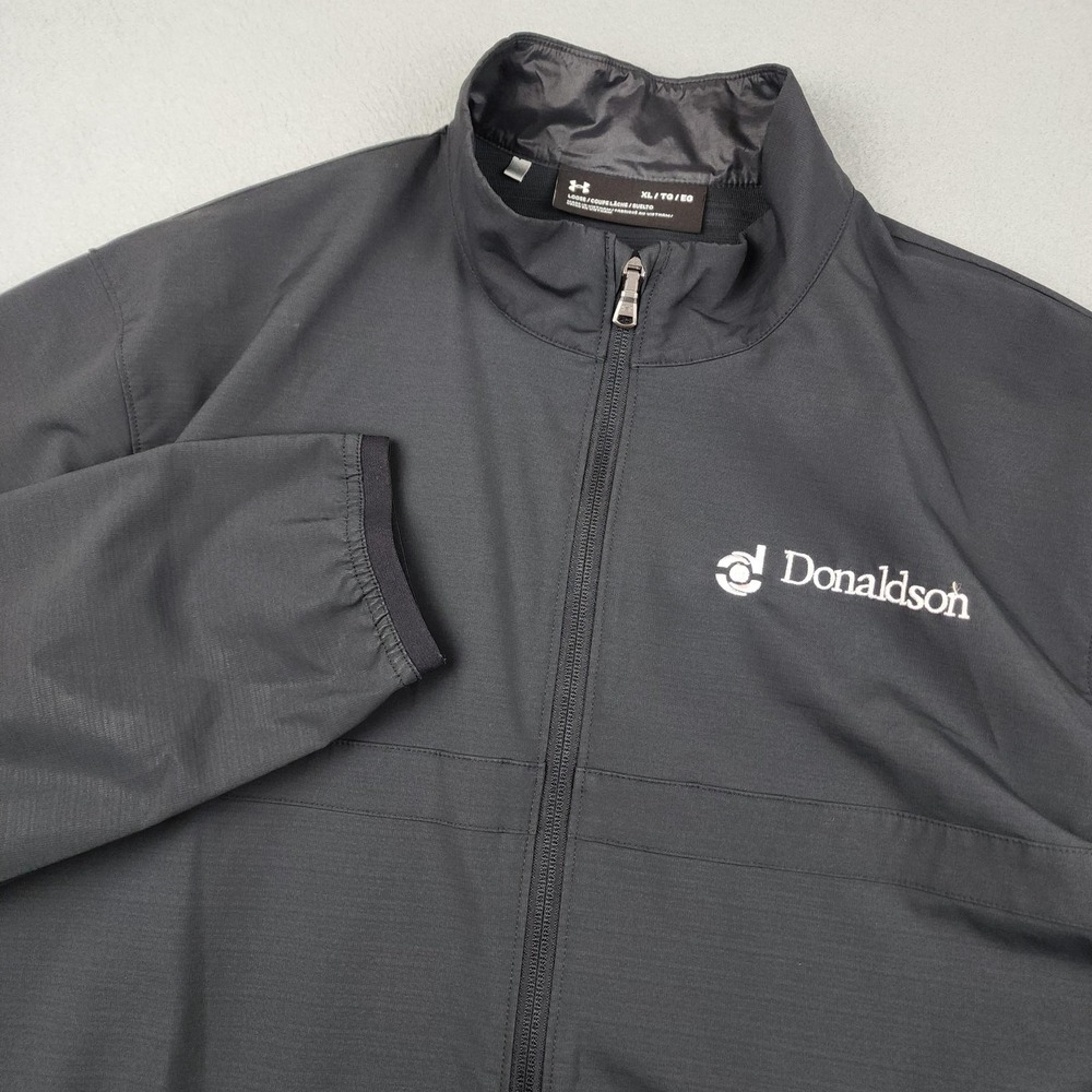 Under Armour Windbreaker Jacket Mens XL Black Full Zip Lightweight Golf Tech